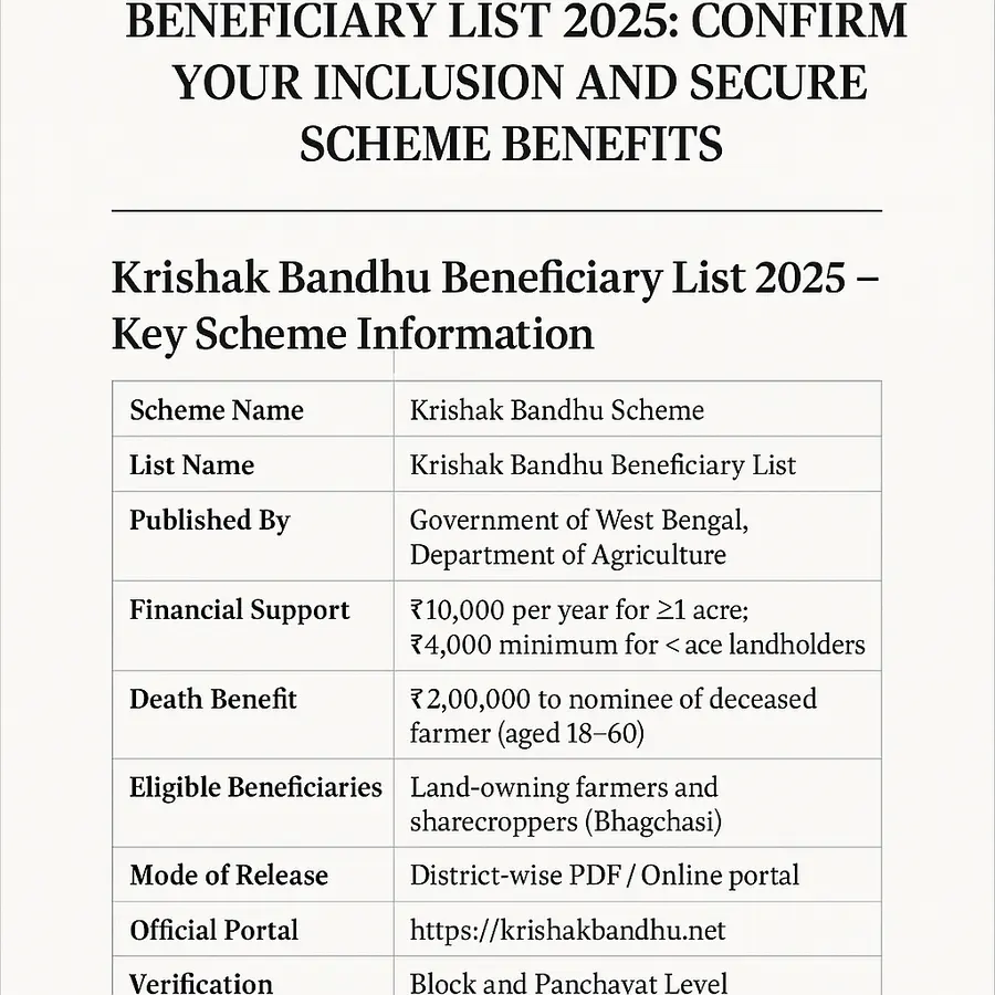 Krishak Bandhu Beneficiary List